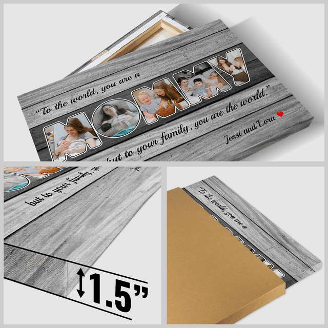 Mommy Photo Canvas Print 5 Pictures Grey Wood Background