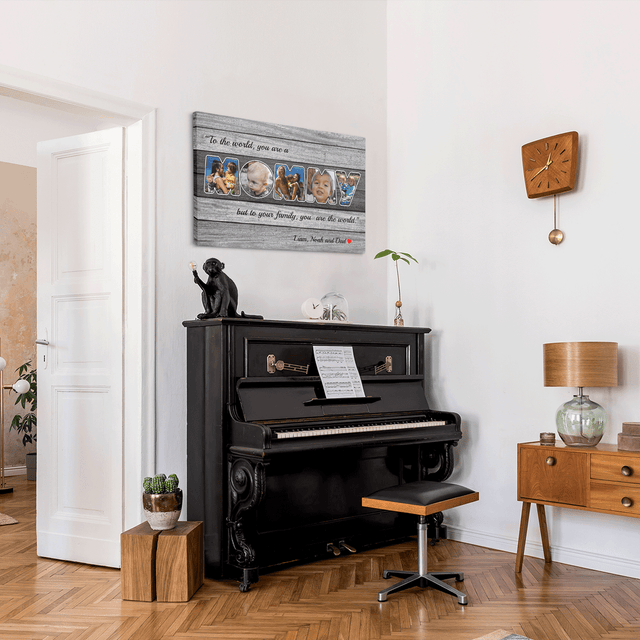 Mommy Photo Canvas Print 5 Pictures Grey Wood Background