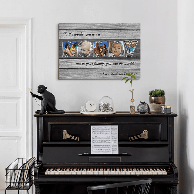 Mommy Photo Canvas Print 5 Pictures Grey Wood Background