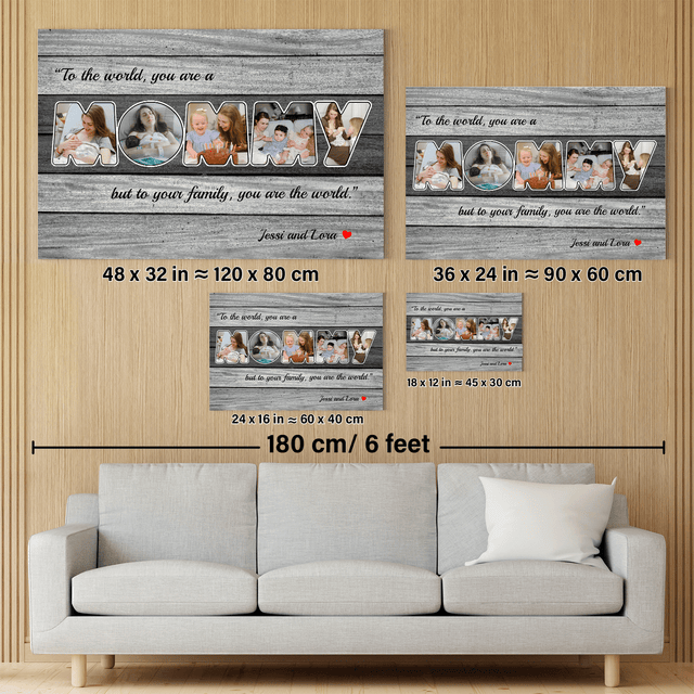Mommy Photo Canvas Print 5 Pictures Grey Wood Background