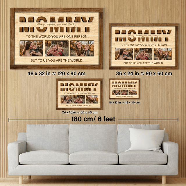 Mommy Photo Collage Canvas Print With Text Wood Background