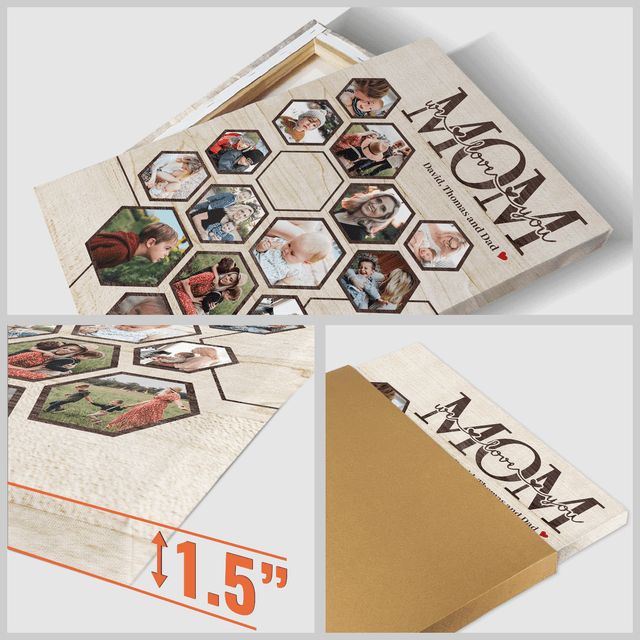 Mom Hexagon Photo Collage Canvas Custom 15 Pictures