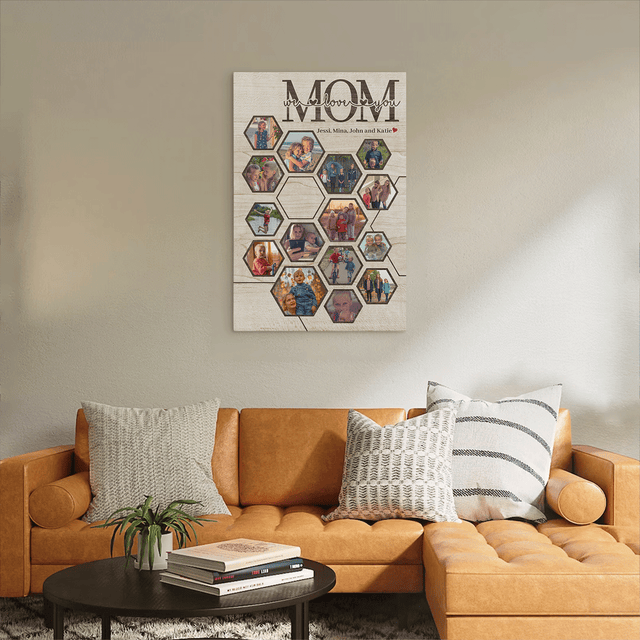 Mom Hexagon Photo Collage Canvas Custom 15 Pictures