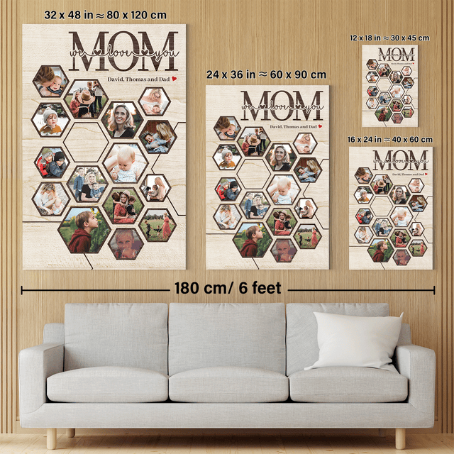Mom Hexagon Photo Collage Canvas Custom 15 Pictures