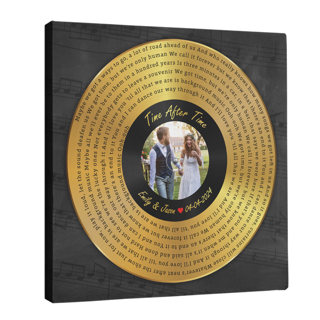 Custom Song Lyrics Vinyl Record Square Canvas Wall Art