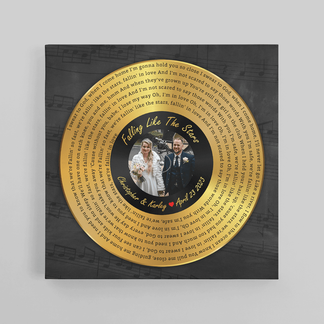 Custom Song Lyrics Vinyl Record Square Canvas Wall Art