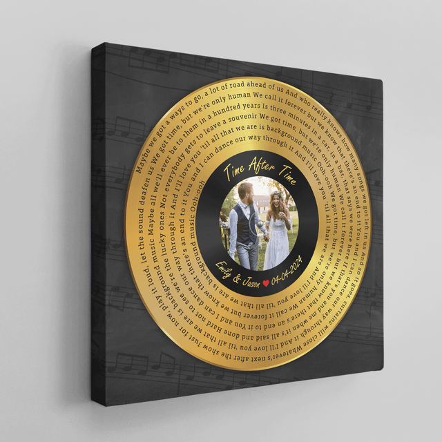 Custom Song Lyrics Vinyl Record Square Canvas Wall Art