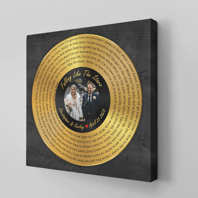 Custom Song Lyrics Vinyl Record Square Canvas Wall Art