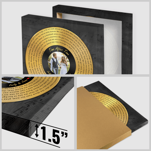 Custom Song Lyrics Vinyl Record Square Canvas Wall Art