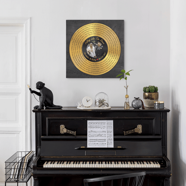 Custom Song Lyrics Vinyl Record Square Canvas Wall Art