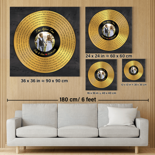 Custom Song Lyrics Vinyl Record Square Canvas Wall Art