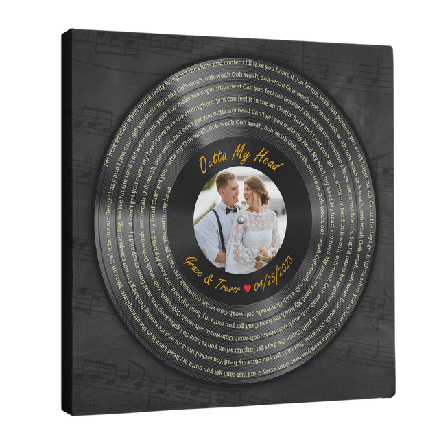 Custom Song Lyrics Vinyl Record Square Canvas Wall Art