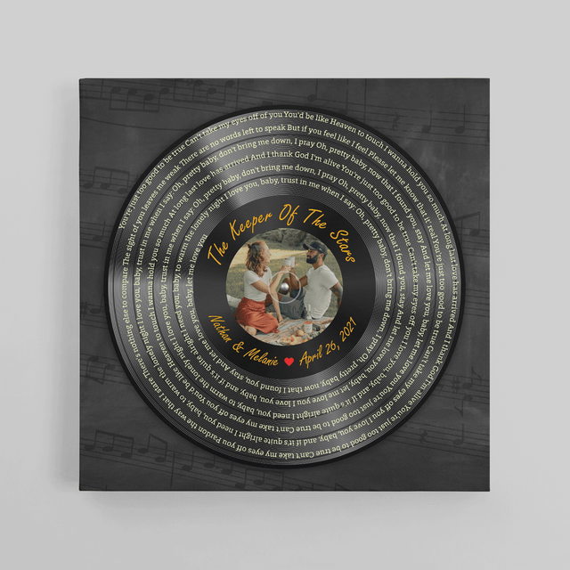 Custom Song Lyrics Vinyl Record Square Canvas Wall Art