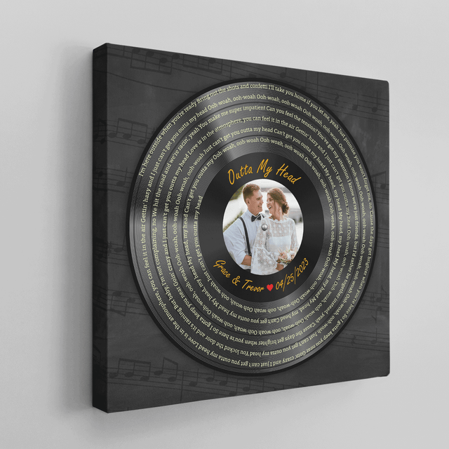 Custom Song Lyrics Vinyl Record Square Canvas Wall Art