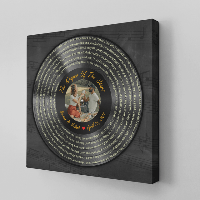 Custom Song Lyrics Vinyl Record Square Canvas Wall Art