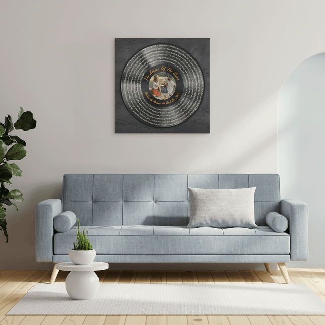 Custom Song Lyrics Vinyl Record Square Canvas Wall Art