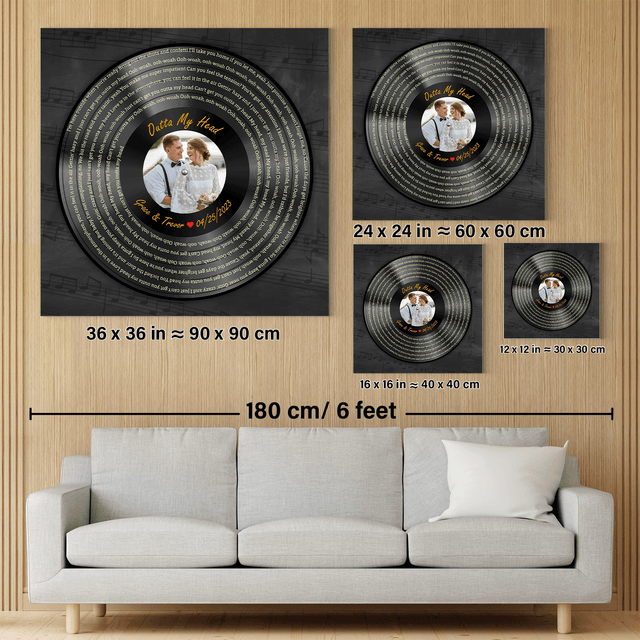 Custom Song Lyrics Vinyl Record Square Canvas Wall Art