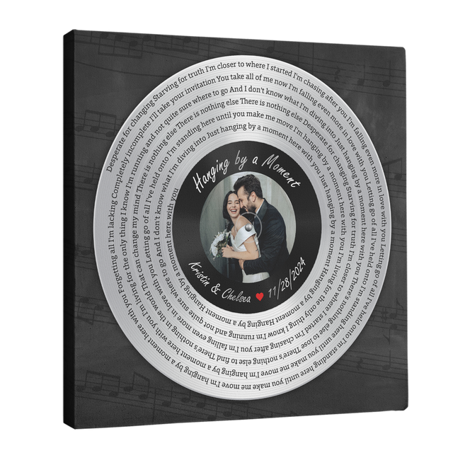 Custom Song Lyrics Vinyl Record Square Canvas Wall Art