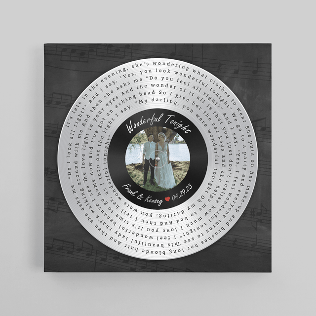 Custom Song Lyrics Vinyl Record Square Canvas Wall Art