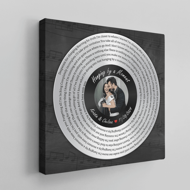 Custom Song Lyrics Vinyl Record Square Canvas Wall Art