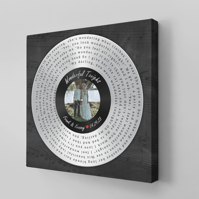 Custom Song Lyrics Vinyl Record Square Canvas Wall Art