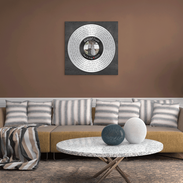Custom Song Lyrics Vinyl Record Square Canvas Wall Art