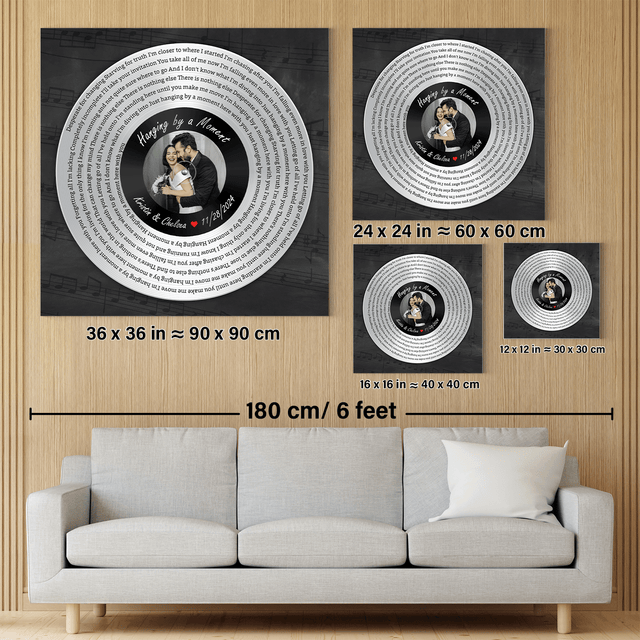 Custom Song Lyrics Vinyl Record Square Canvas Wall Art