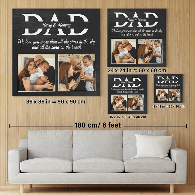 Dad Square Canvas Customizable Name And Photo