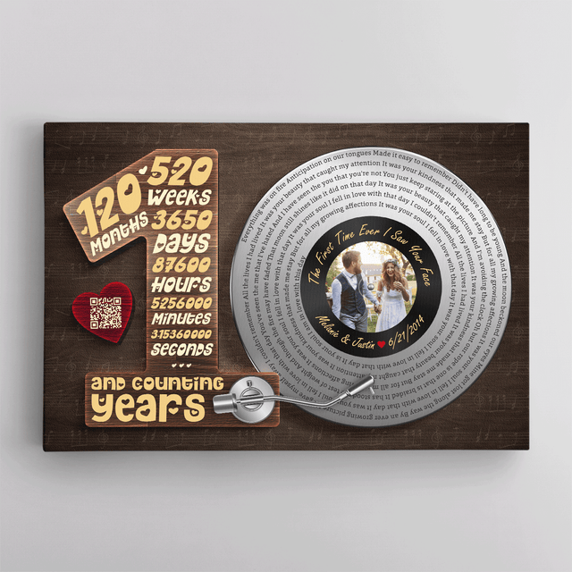 Personalized 10th Anniversary Vinyl Record Photo Canvas