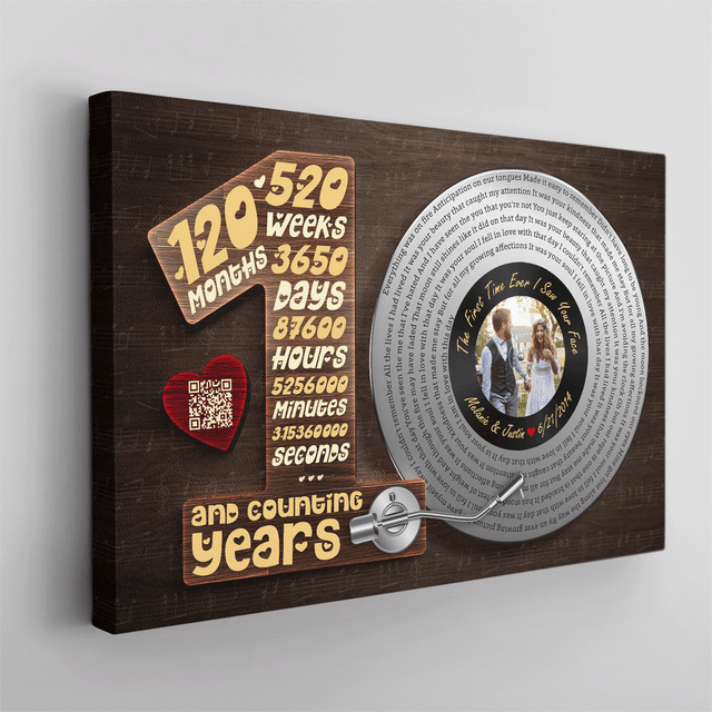 Personalized 10th Anniversary Vinyl Record Photo Canvas