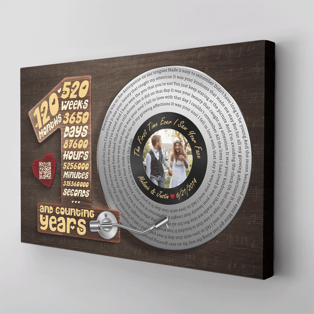 Personalized 10th Anniversary Vinyl Record Photo Canvas