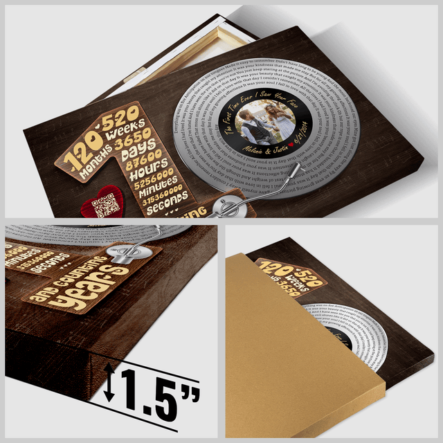 Personalized 10th Anniversary Vinyl Record Photo Canvas