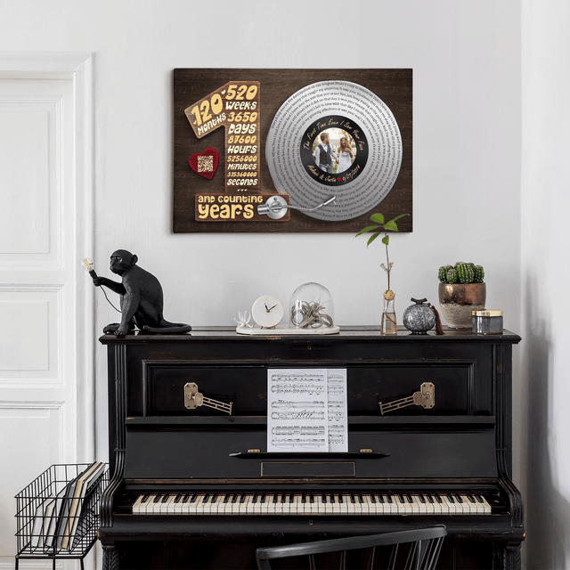 Personalized 10th Anniversary Vinyl Record Photo Canvas