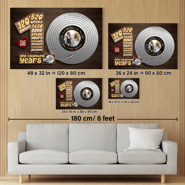 Personalized 10th Anniversary Vinyl Record Photo Canvas