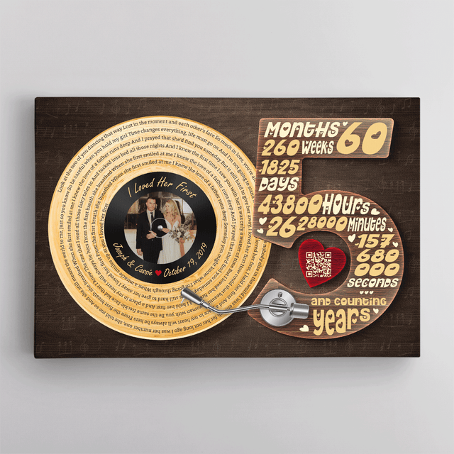 Personalized 5th Anniversary Vinyl Record Photo Canvas