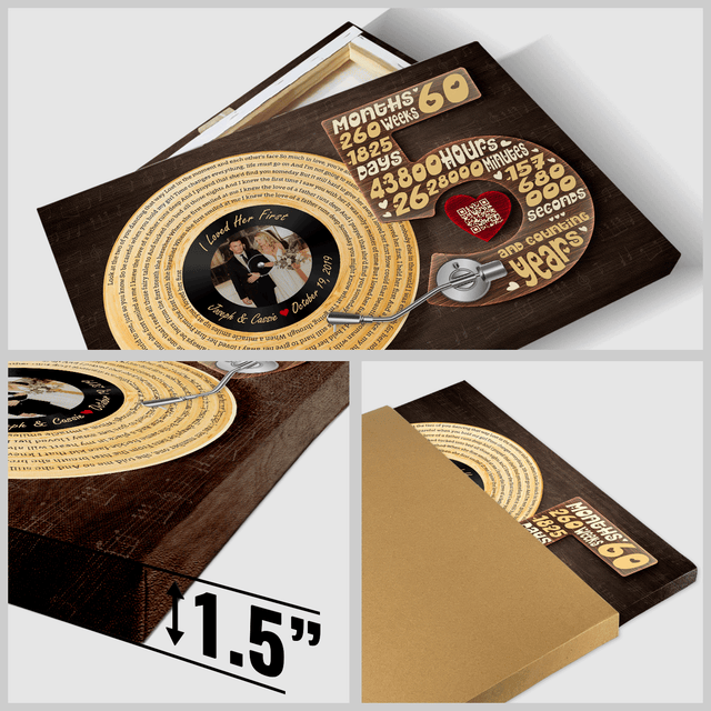 Personalized 5th Anniversary Vinyl Record Photo Canvas