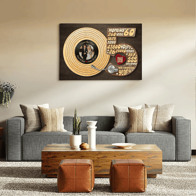 Personalized 5th Anniversary Vinyl Record Photo Canvas