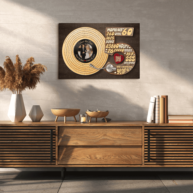 Personalized 5th Anniversary Vinyl Record Photo Canvas