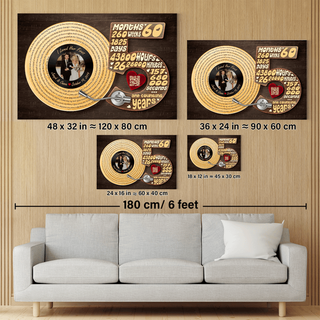 Personalized 5th Anniversary Vinyl Record Photo Canvas