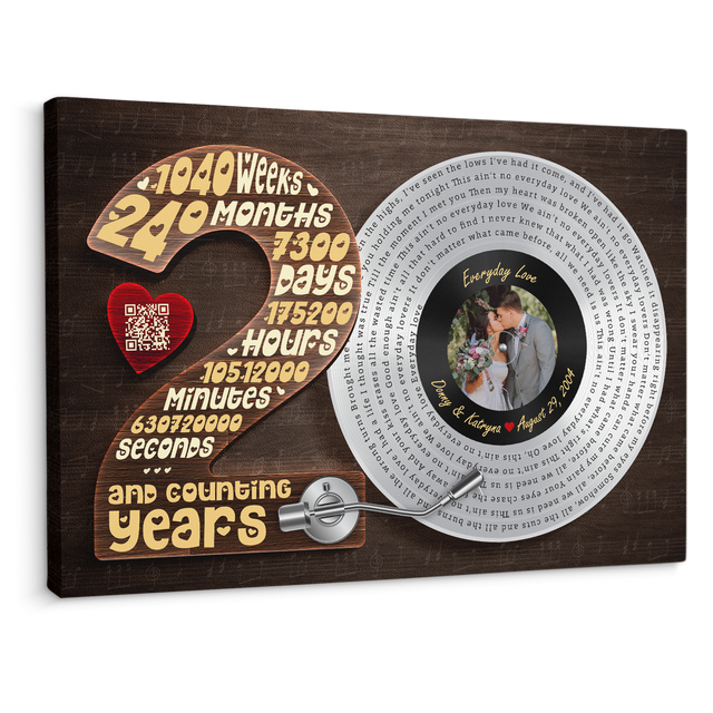 Personalized 20th Anniversary Vinyl Record Photo Canvas