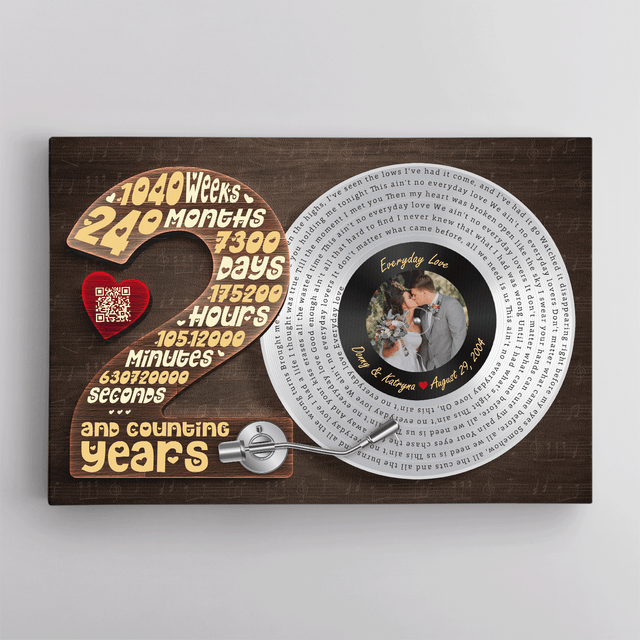Personalized 20th Anniversary Vinyl Record Photo Canvas