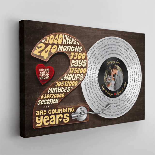 Personalized 20th Anniversary Vinyl Record Photo Canvas