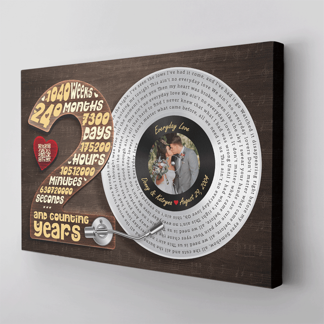 Personalized 20th Anniversary Vinyl Record Photo Canvas