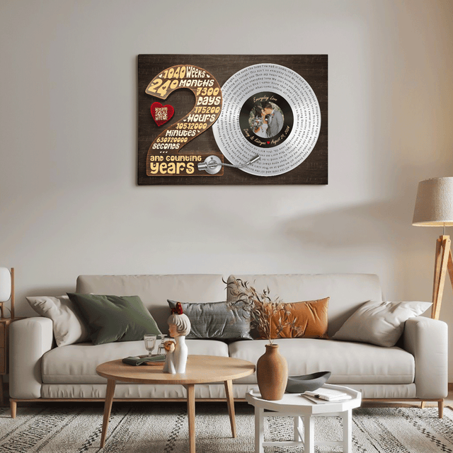 Personalized 20th Anniversary Vinyl Record Photo Canvas