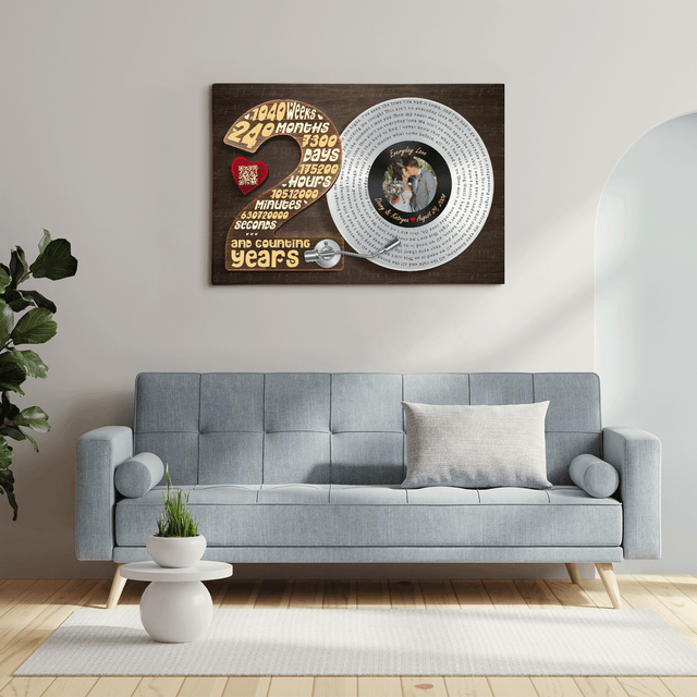 Personalized 20th Anniversary Vinyl Record Photo Canvas