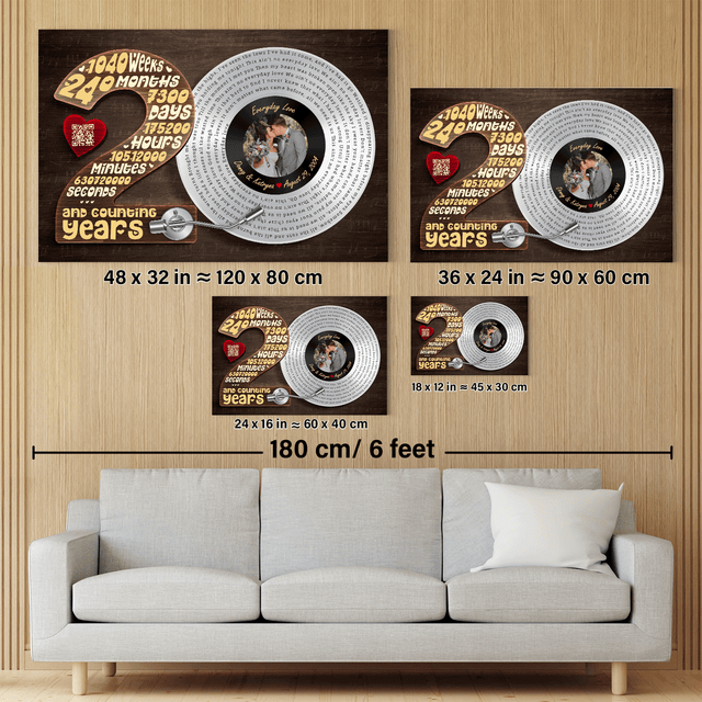 Personalized 20th Anniversary Vinyl Record Photo Canvas