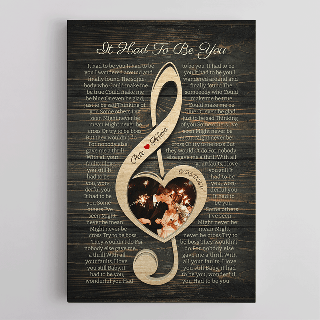 Custom Canvas with Treble Clef Music Note & Lyrics