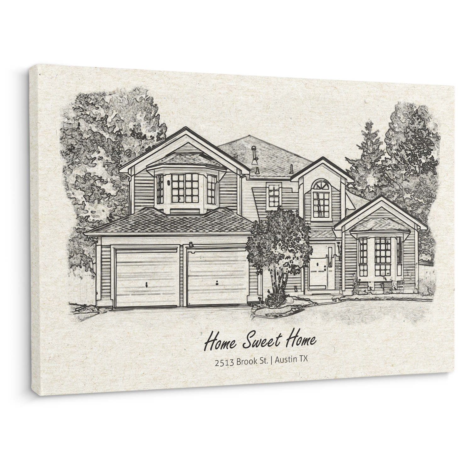 Custom Watercolor House Portrait Canvas