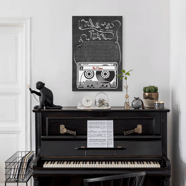 Custom Song Lyrics, Customizable Name And Date, Cassette Tape Black Background Canvas
