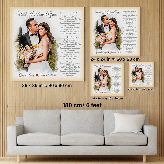 Custom Watercolor Portrait with Song Lyrics Canvas